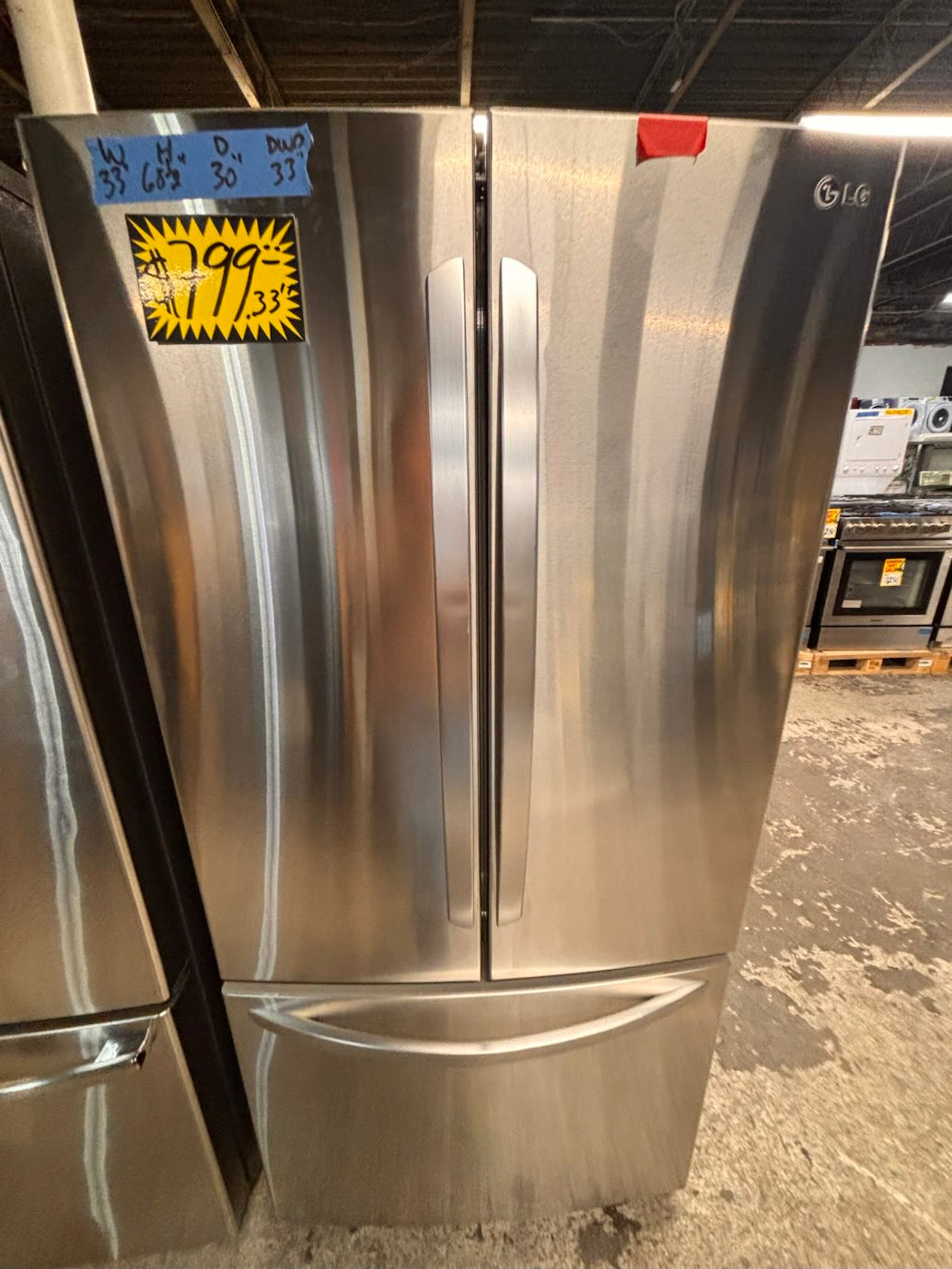 }}LG  33” x 68.1/2 h wide doors French door Refrigerator  with ice  🧊 maker inside #DFLGH338B