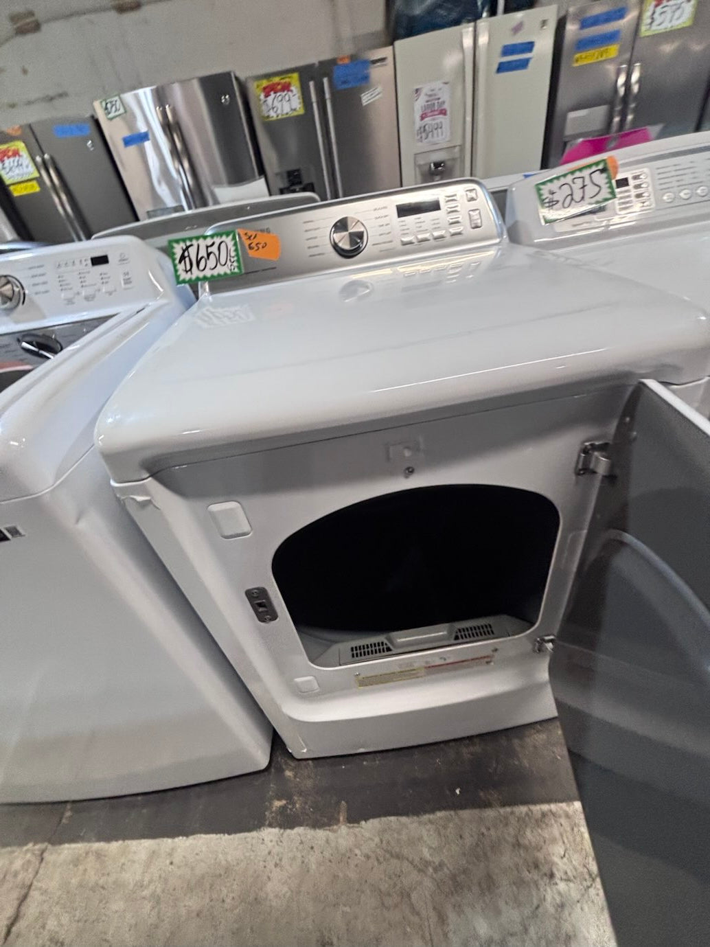 } }Samsung white  top top load washer with agitator large capacity & dryer set electric 220v side x side top load stainless steel  drum ,white color used-refurbished #MYK1B3B
