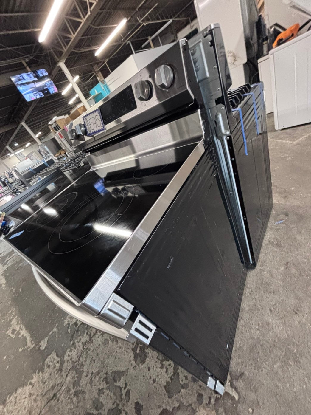 >>samsung Air-fry Glass Top electric stove stainless steel convection oven bake broil 5 burner Self clean 30” used-Refurbished #ESSWQ1B