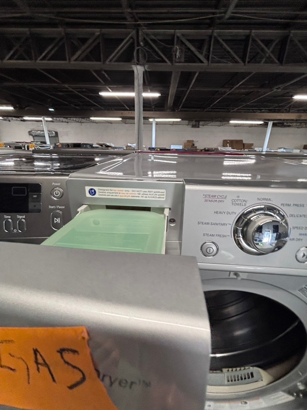 >*LG GAS  washer large capacity& dryer steam set front load stackable or side by side gray 27” in used-Refurbished #SFLG9B6ET