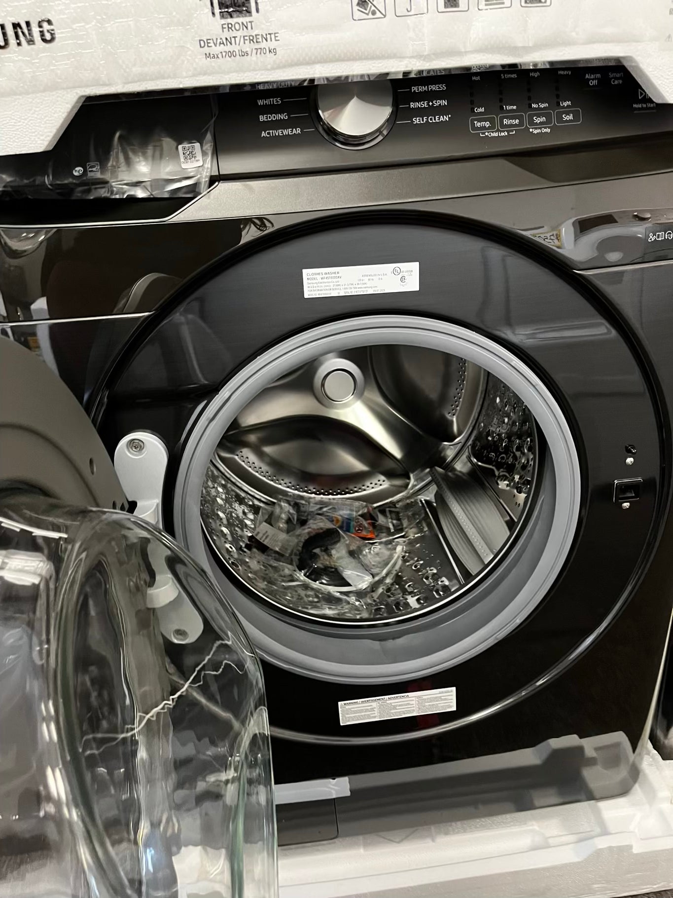 ~ ⚡️ Black Friday 🎉 New Open Box 📦 Scratch & Dent Samsung 4.5 cu. ft. High-Efficiency Front Load Washer in Brushed Black with Self-Clean+ & 7.5 cu. ft. Vented Stackable Electric Dryer in Brushed Black with Sensor Dry | Stock Number #WD6392SL