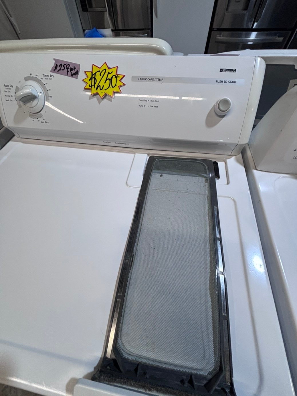 >*kenmore flat back side x side extra large capacity electric 220v dryer  29” wide 26”in Depth ,used -Refurbished #EDFW35B