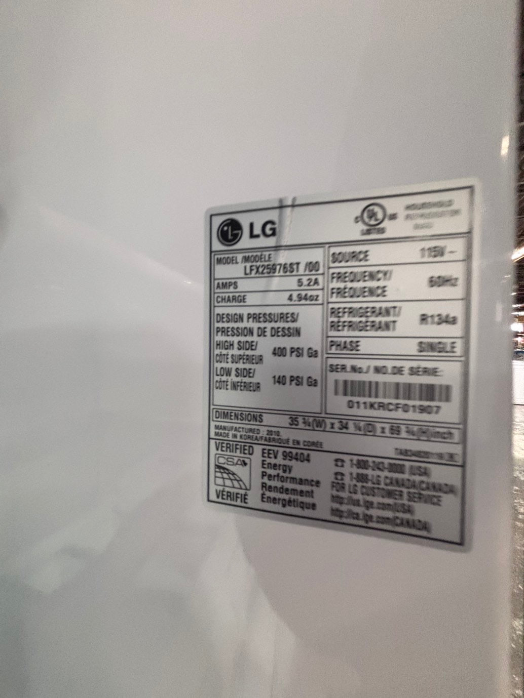 >special price 🙌LG 36” French Door Refrigerator  with ice maker & water dispenser ,used-refurbished #FDL50PSB