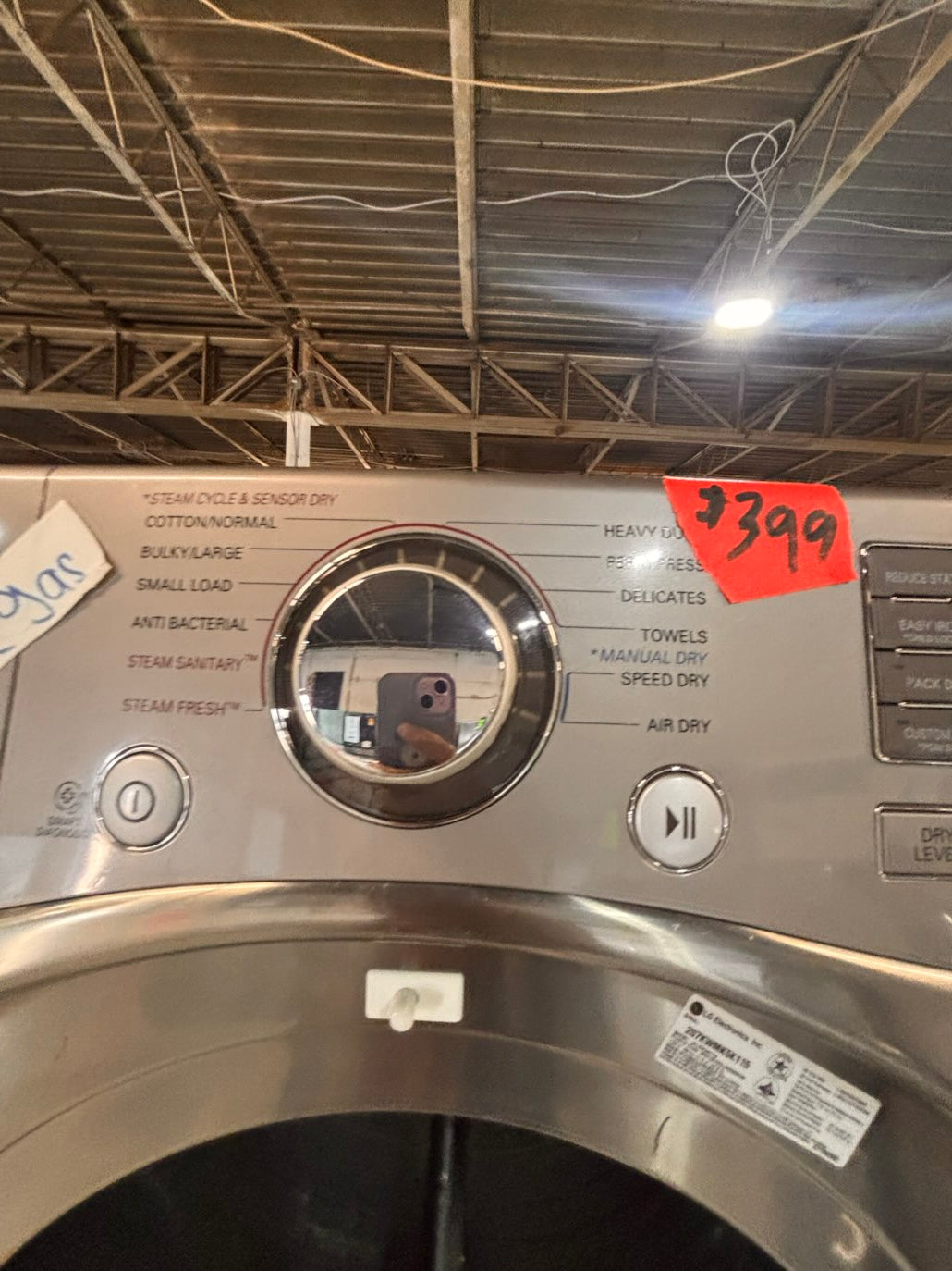 }}LG GAS  washer large capacity& dryer steam set front load stackable or side by side gray-silver 27” working 💯 with warranty !   used-Refurbished #LGSG3SET