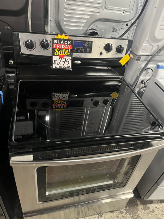 - 🔥‼️Black Friday sale🔥Whirlpool glass top electric range 220v 5 burner warm zone bake/ broil self clean used-Refurbished stainless steel 30" #EW011B
