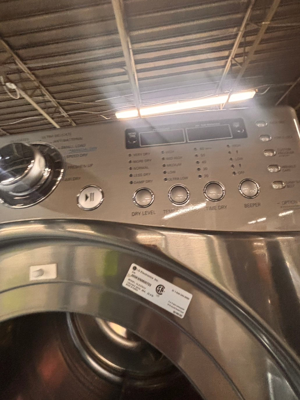 >*Used-great conditions refurbished LG steam washer 4.5cu ft & electric steam dryer 7.5 cu ft large capacity set electric 220v front load stackable or side by side - sensor dry He in silver-gray  #W995SET