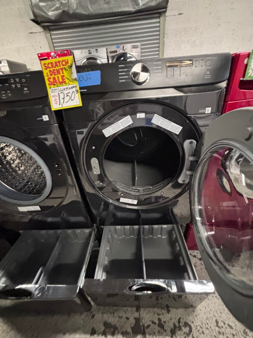 >>New open box 📦 Samsung front load washer & dryer electric set with pedestal storage 27” #SAEL8V7B