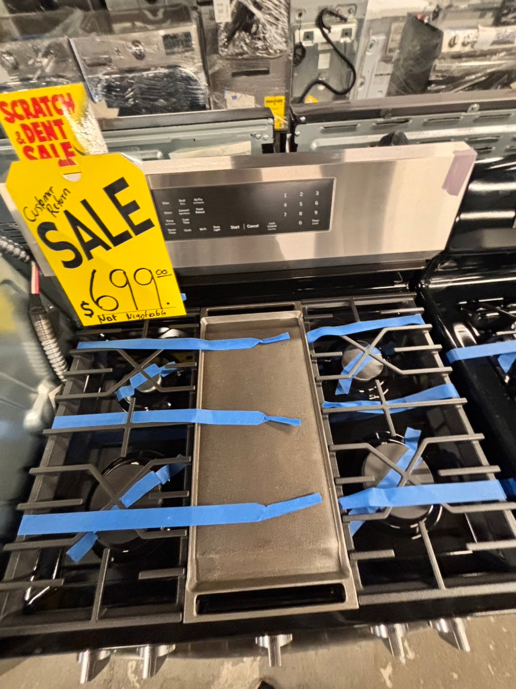 >new Scratch & Dent costumer return GE Air fry convection oven Gas Range 5 burner in Stainless Steel bake broil 30” #ERTTBB