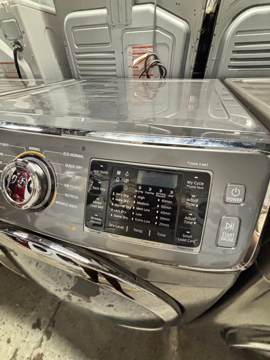 -Samsung steam silver-gray front load stackable Gas dryer stain drum large capacity #DG221B-TR