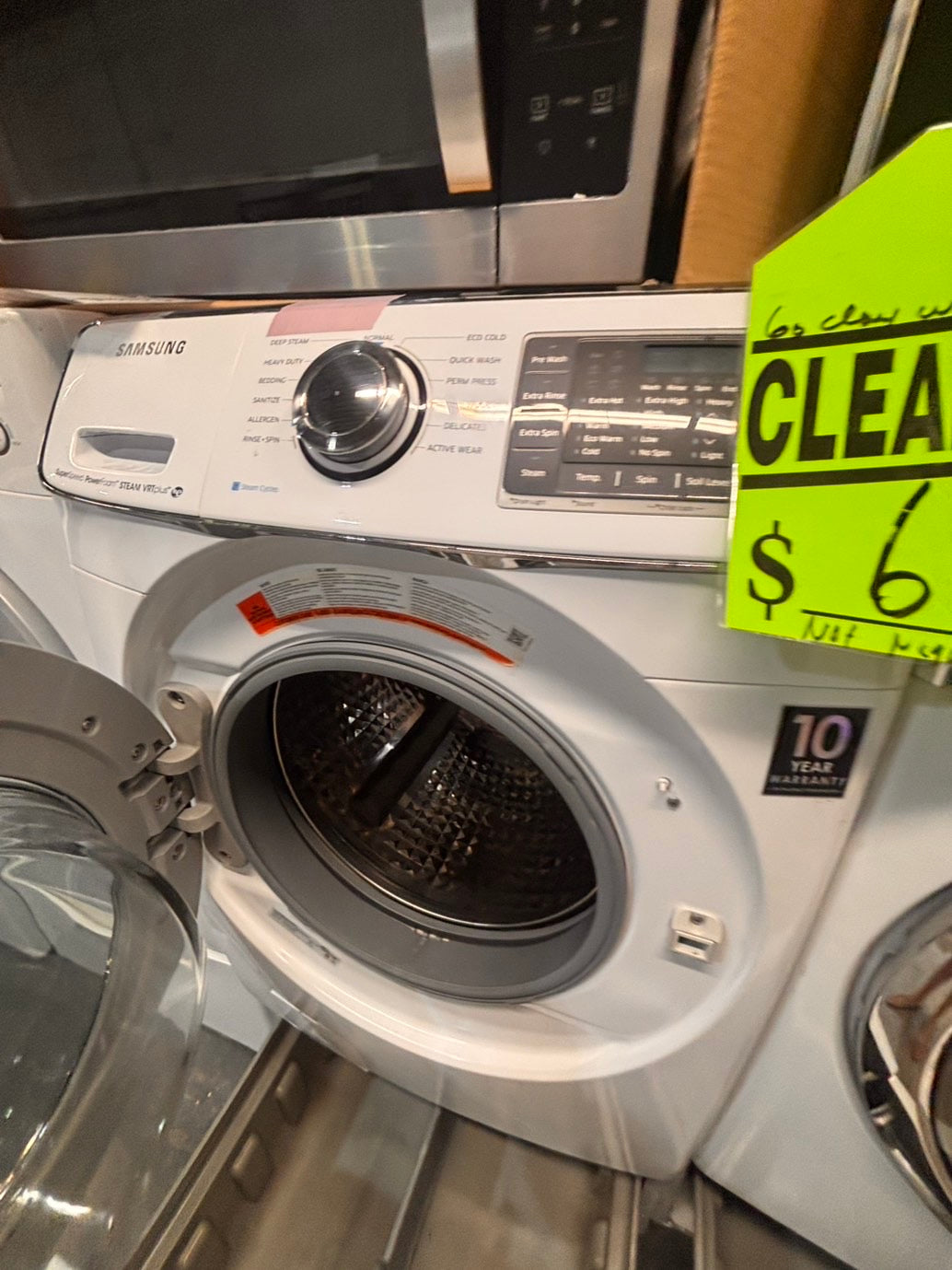 >used- refurbished Samsung mix & match front load washer & dryer set  electric 220v large  capacity with pedestals in white  color 27” #ES5AV7B