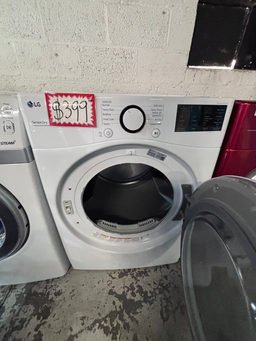 >*LG sensor Dry front load stackable electric 220v dryer in white  color used-refurbished 27" #DSTR5NB