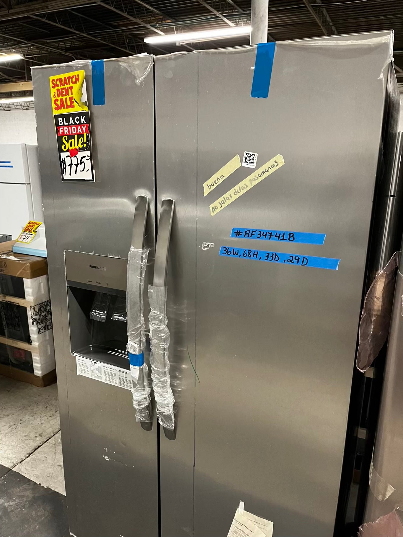 * 🎉 BlacK Friday ⚡️ Open Box 📦 | scratch & dent Frigidaire side x side  refrigerator w/ice water dispenser stainless steel 36" #RF34741B