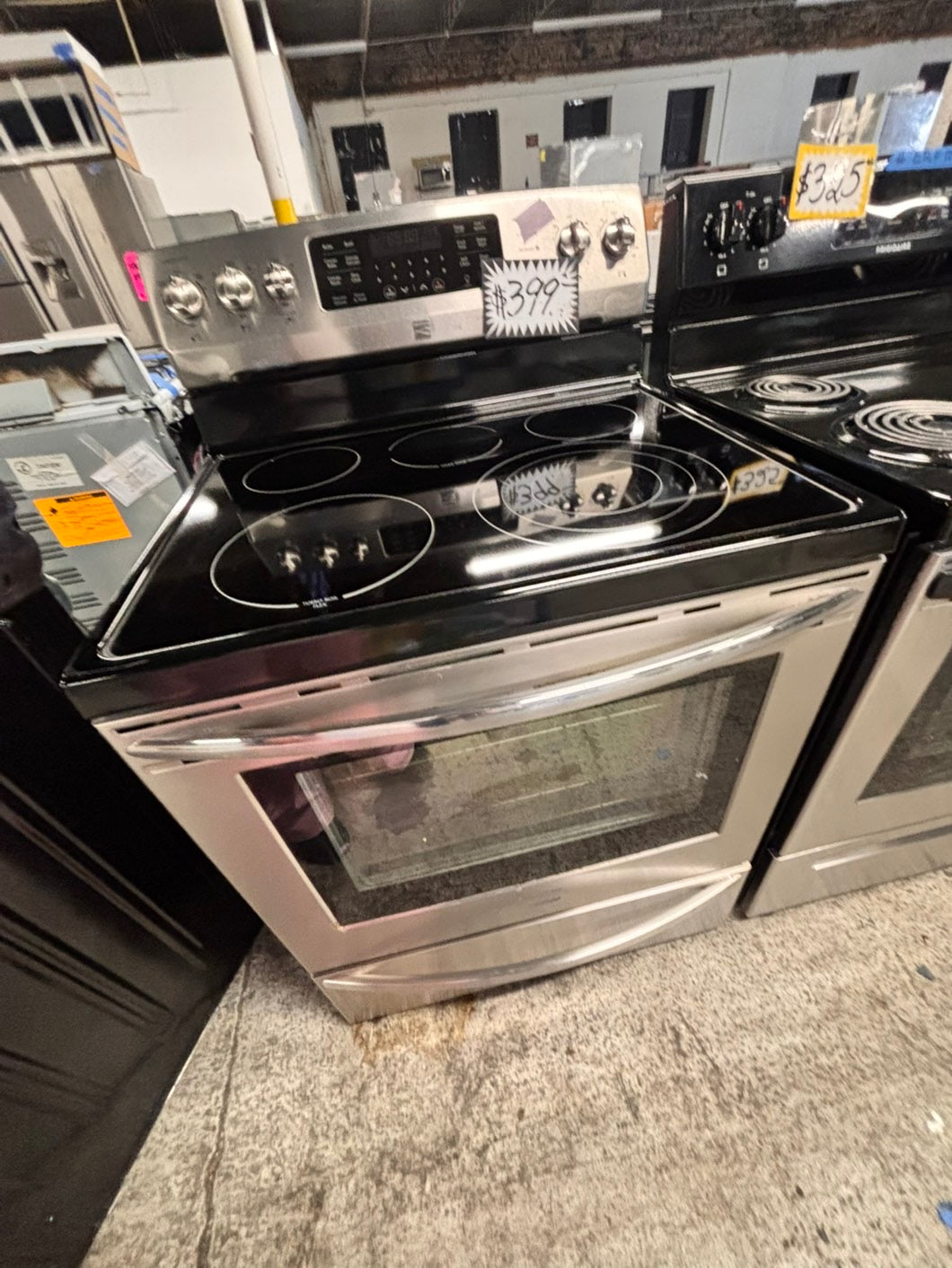 >kenmore glass top electric range 220v 5 burner convection oven quickly bake-warm zone bake broil self clean Refurbished fast boil 30" #ELRA44B