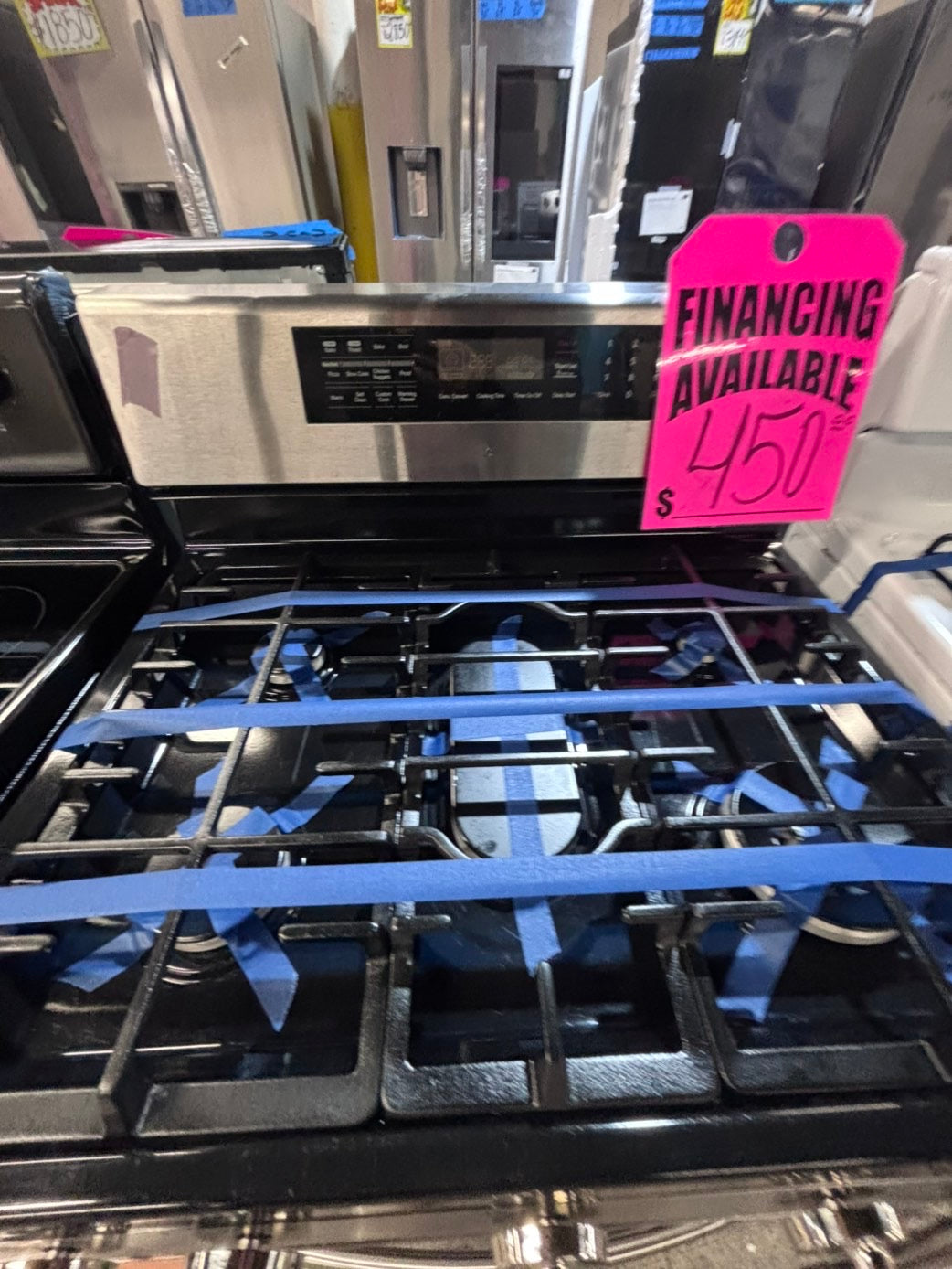 >>samsung Gas range 5 burner convection oven bake ,broil Hi/Lo self clean in stainless steel used-Refurbished 30” #SGX11SB