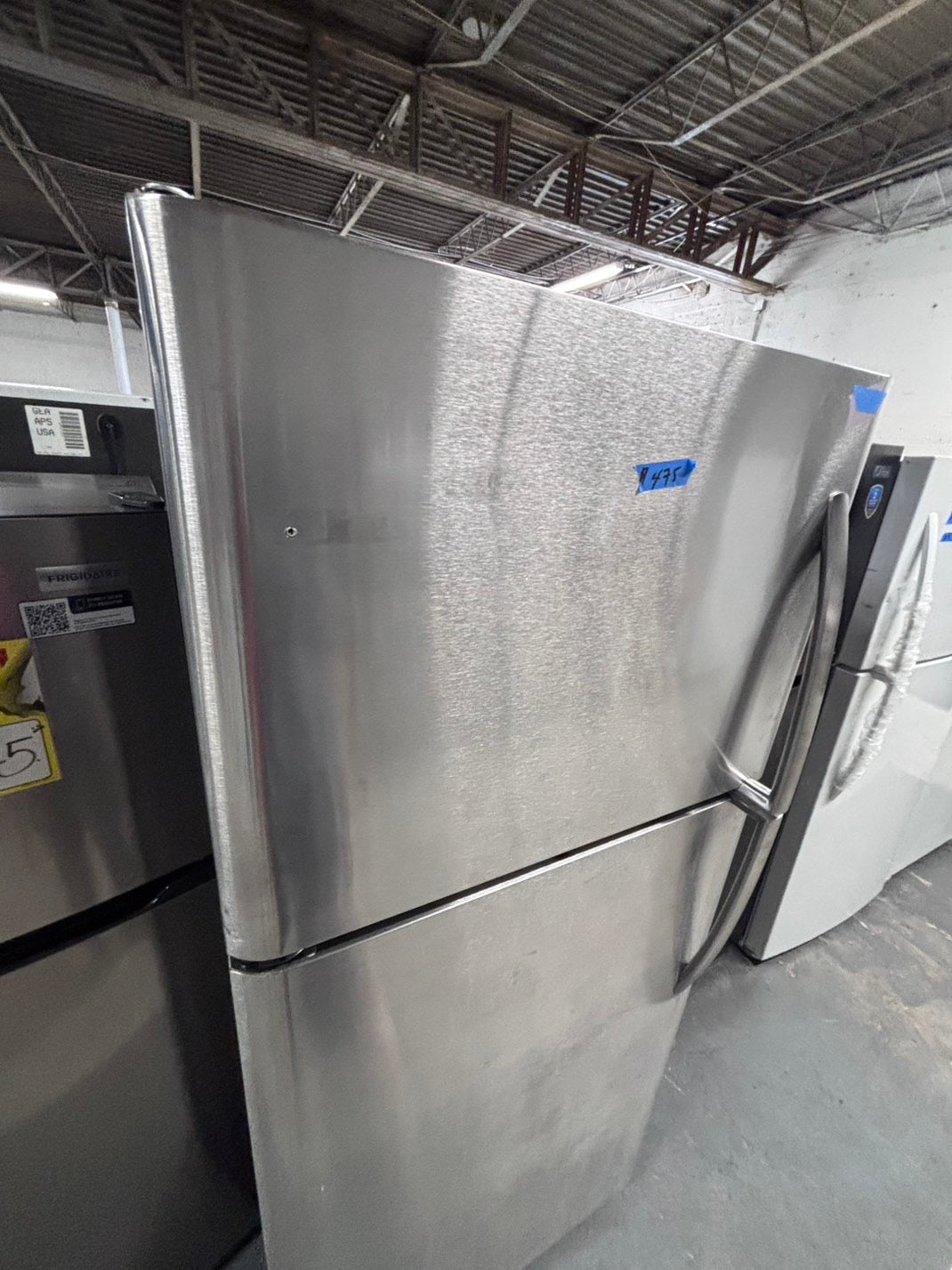 >Frigidaire 21cu.ft -top freezer refrigerator stainless steel -used refurbished 30” #RFH916B