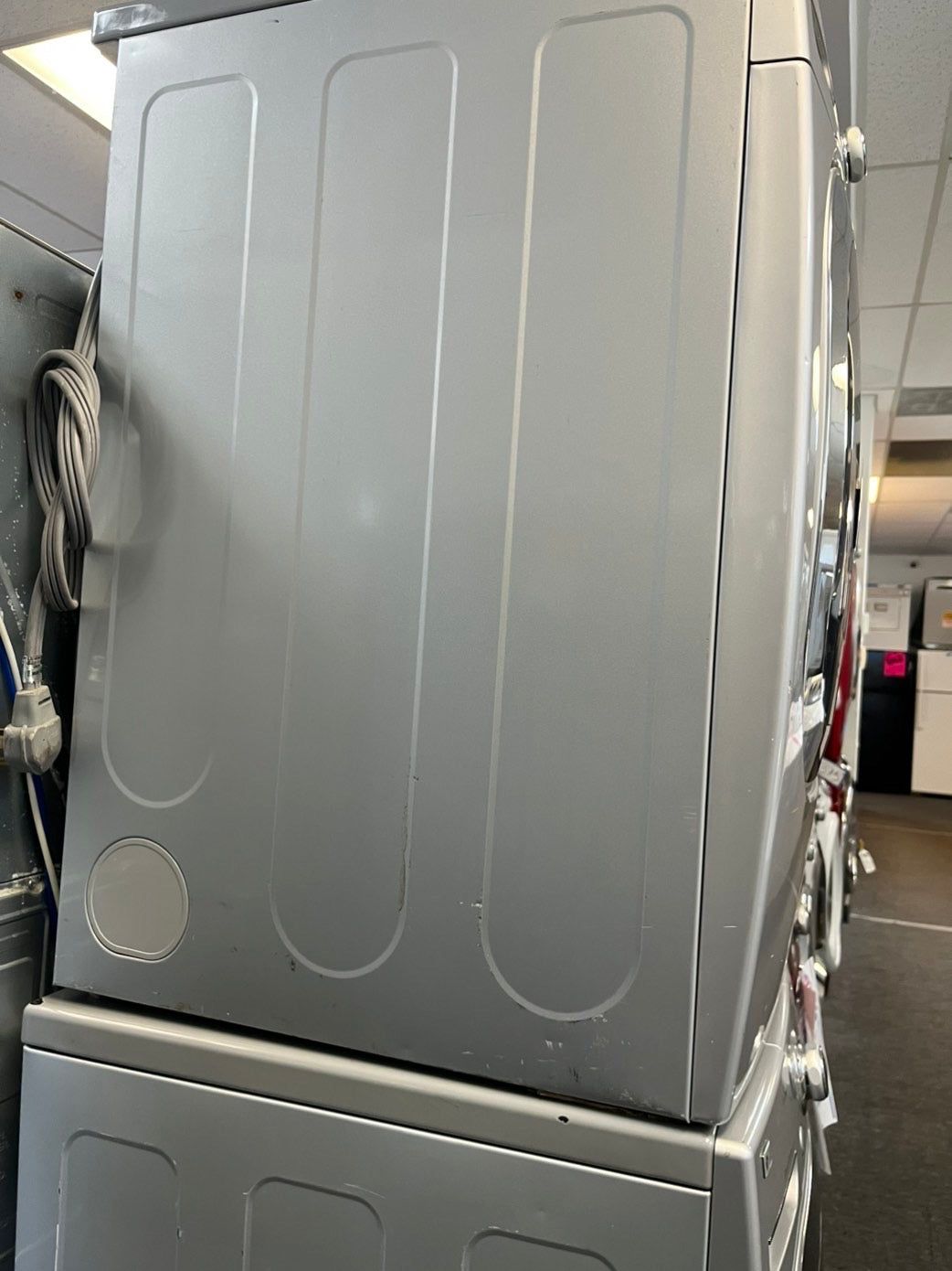 >LG true steam washer 4.5 cu ft & steam dryer 7.5 cu ft set electric 220v front load stackable or side by side Gray - sensor dry    #WFLHDR27L