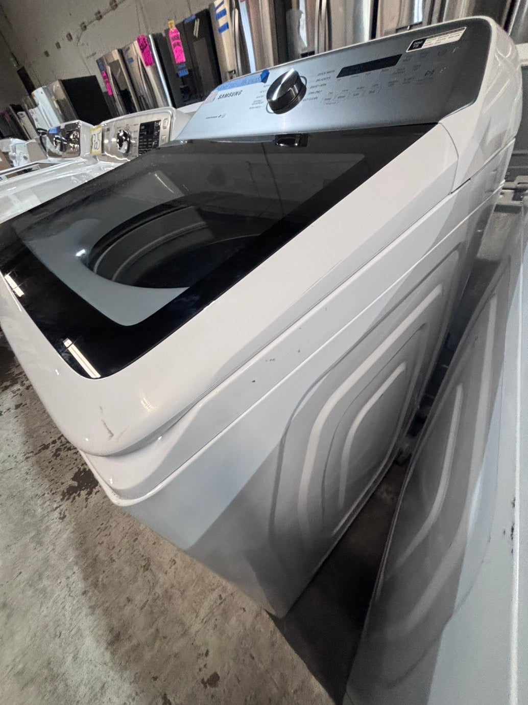>*samsung white  top top load washer large capacity & dryer set electric 220v side x side top load stainless steel drum white color used-refurbished #W5CB3YB