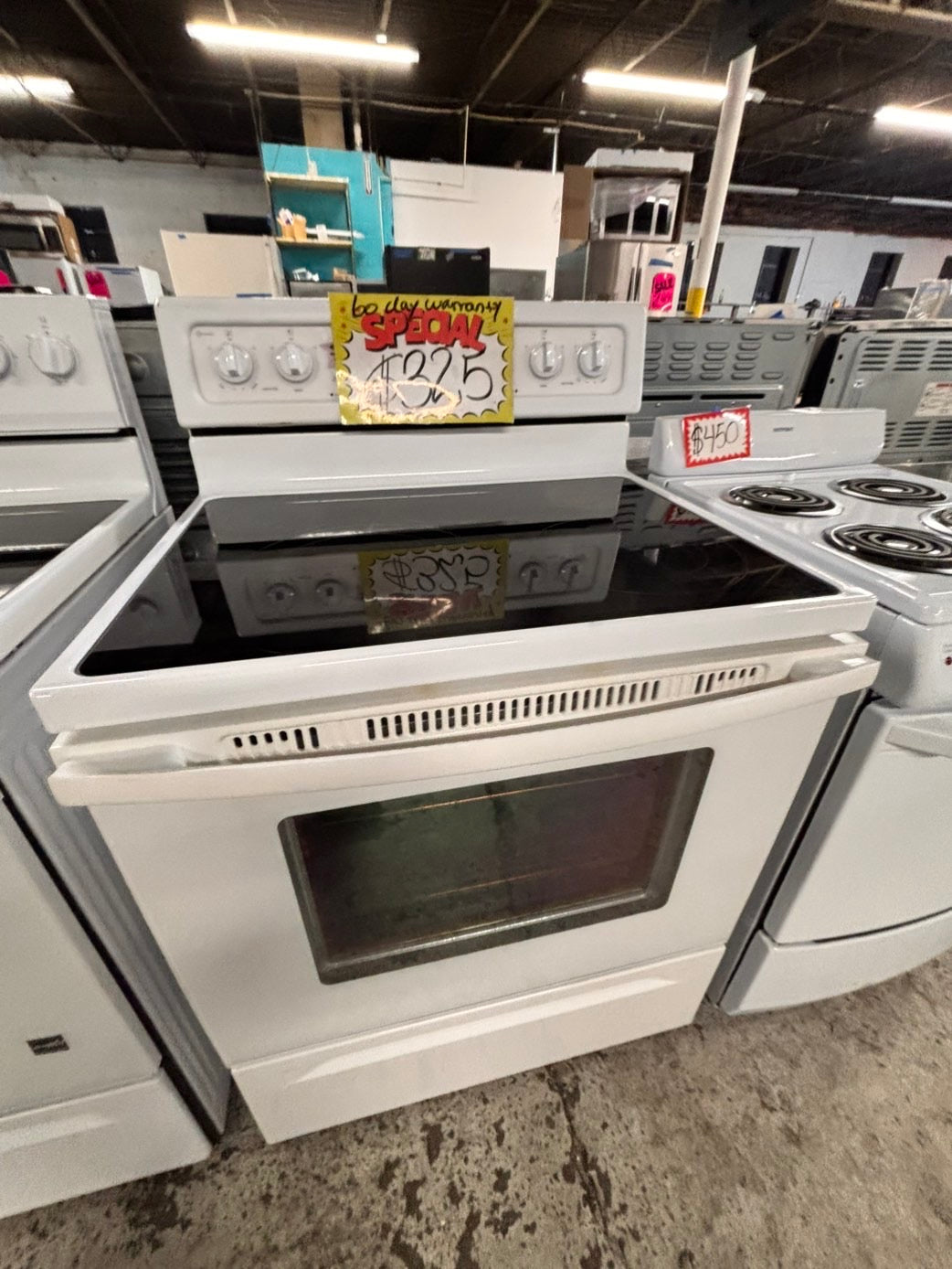 >special🔥whirlpool Glass Top electric stove white convection oven bake broil 5 burner Self clean 30” white Refurbished #EW3P21B