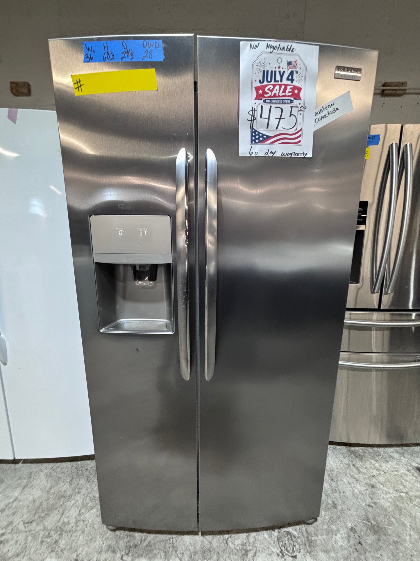>*early July 4th sale🇺🇸36”frigidaire counter depth side by side door fridge  stainless steel w/ice water dispenser 36” #FRG24AAB
