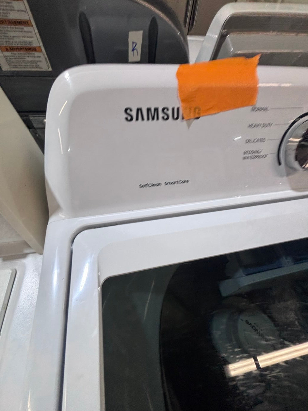} }Samsung white  top top load washer with agitator large capacity & dryer set electric 220v side x side top load stainless steel  drum ,white color used-refurbished #MYK1B3B