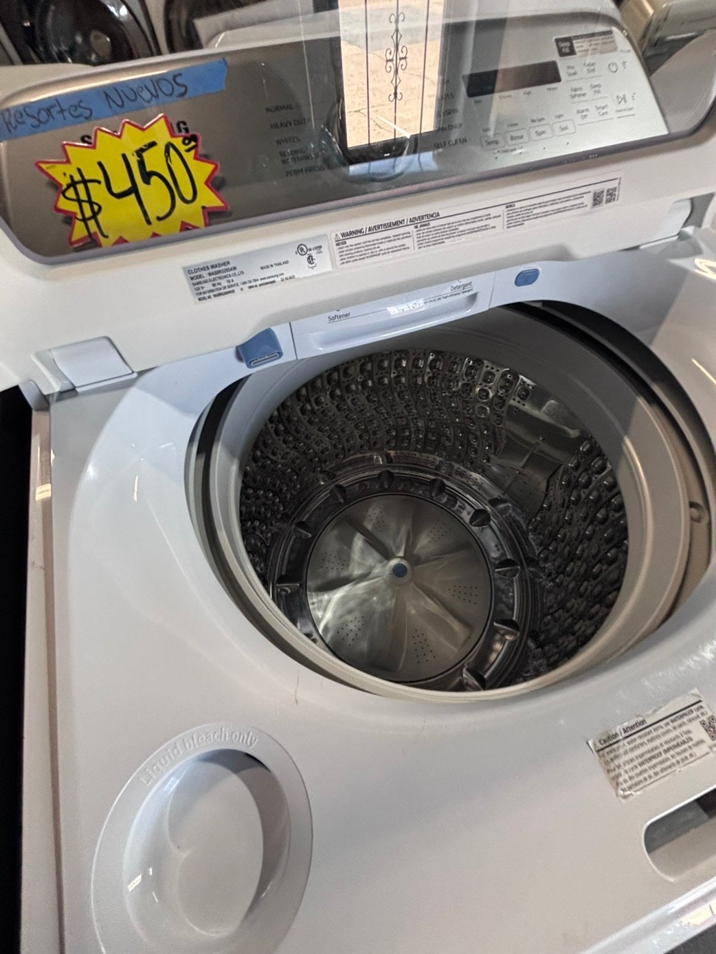 >*july 4th sale 🇺🇸samsung white  top top load washer large capacity & dryer set electric 220v side x side top load stainless steel drum white color used-refurbished #WSWA8B