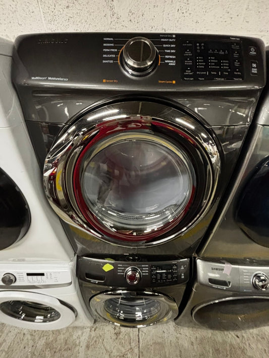 -Samsung steam washer 4.5 cu ft & steam dryer 7.5 cu ft set electric 220v front load stackable or side by side -sensor dry He in dark gray   #WDG123JL