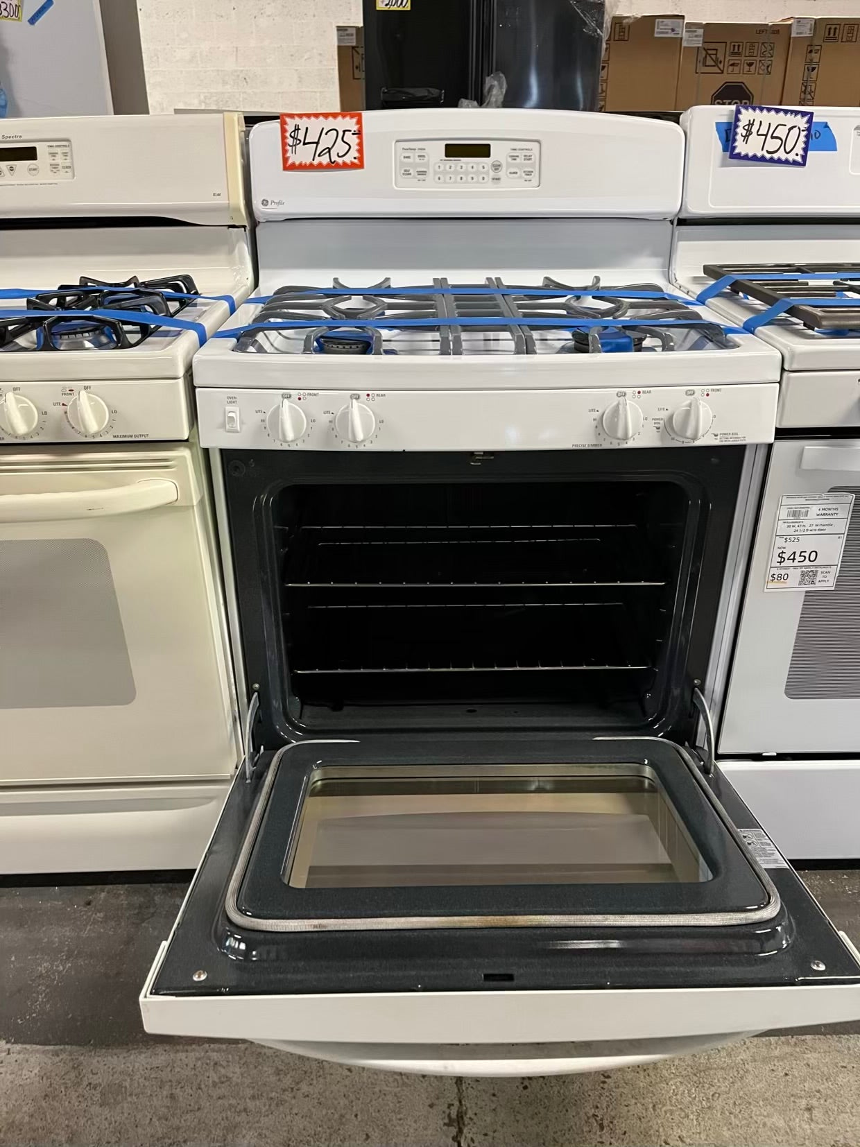 GE Profile gas range 4 burner bake broil hi/lo self clean in white lI 30" Refurbished #ER281WB