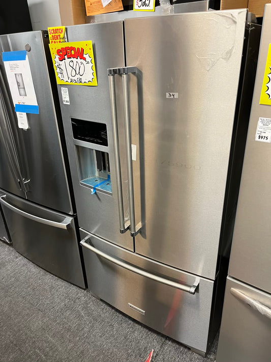 Open box | Scratch & Dent kitchenAid French door refrigerator stainless steel w/ice & water dispenser 36" # RF493JB