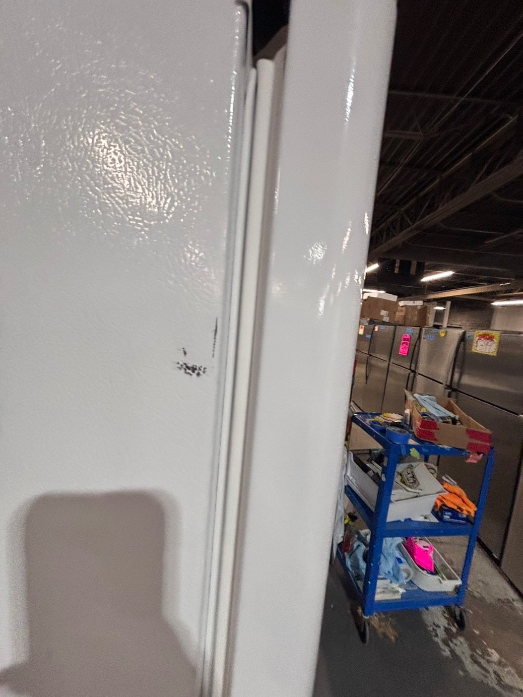 >>whirlpool 33” bottom freezer refrigerator no ice maker white color 33" used-refurbished #RFW9D5B