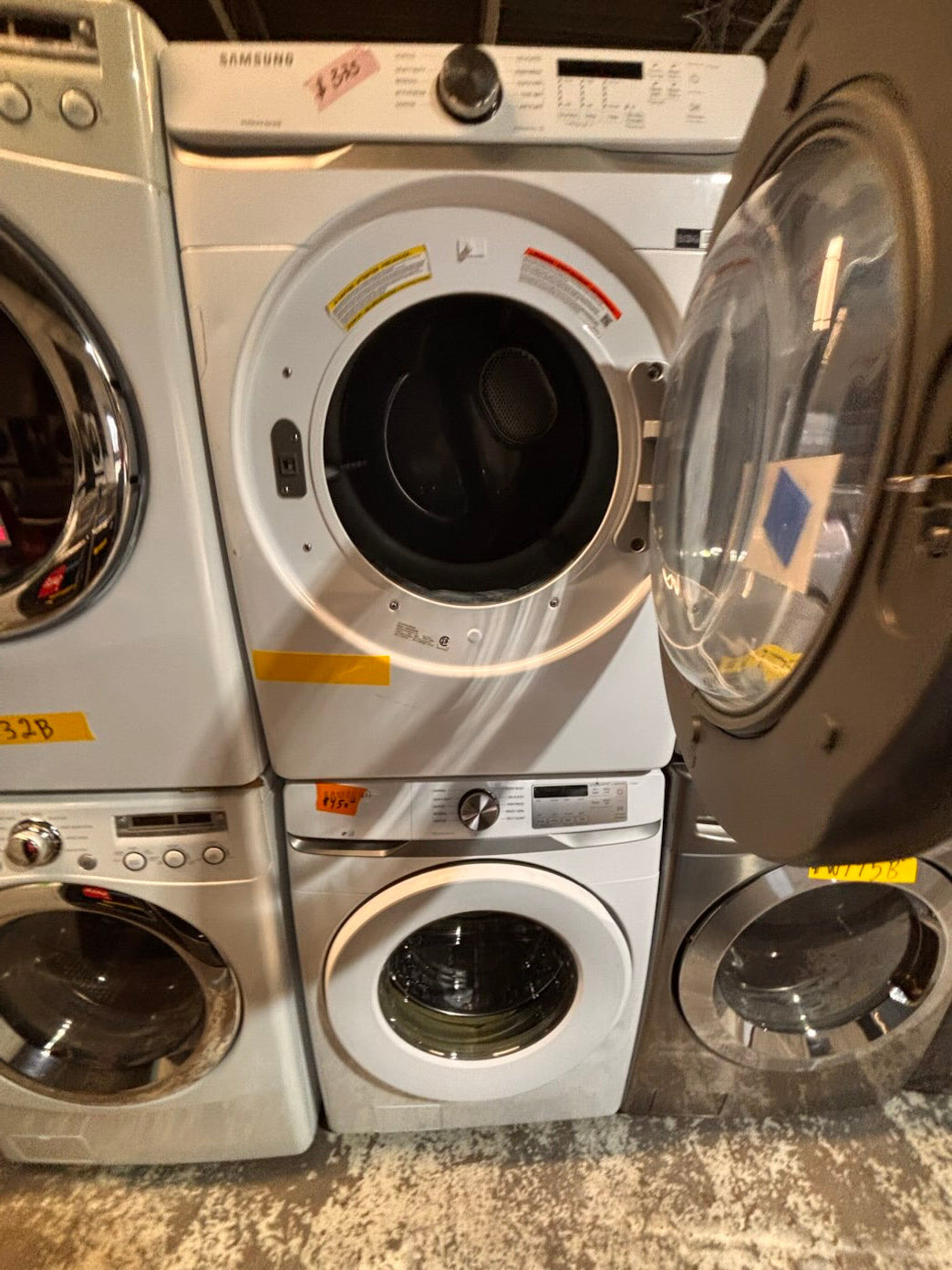 }} Samsung front load  washer large capacity& electric dryer steam set front load stackable or side by side white  27” in used-Refurbished working 💯 with warranty #SAX715ET