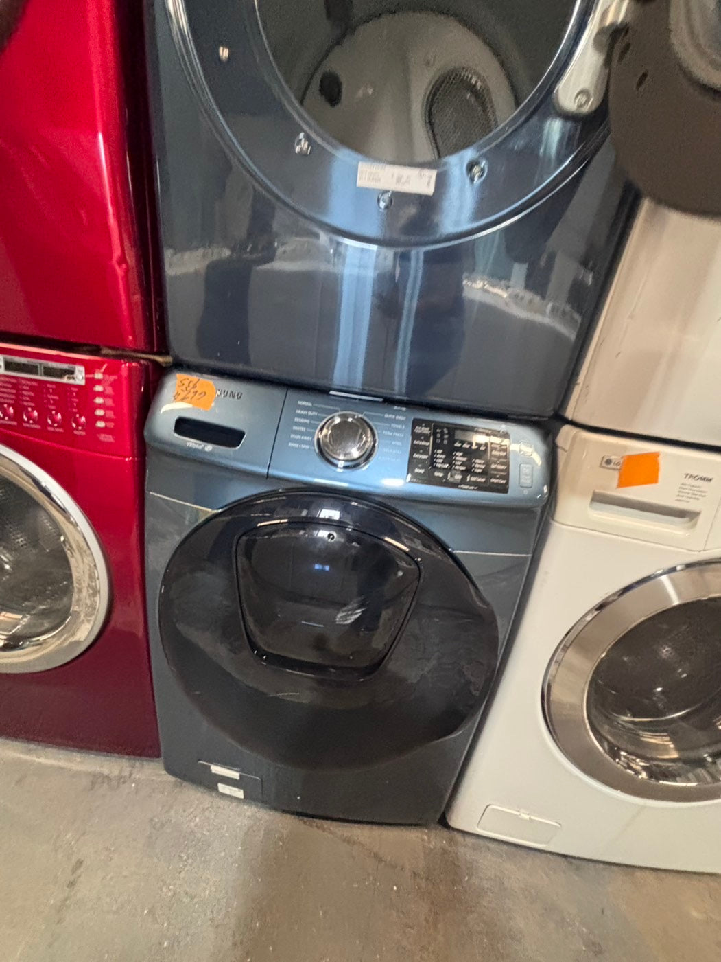 } special🎉samsung washer & dryer set electric 220v front load stackable or side by side - sensor dry in sky blue   #FLSK5SET
