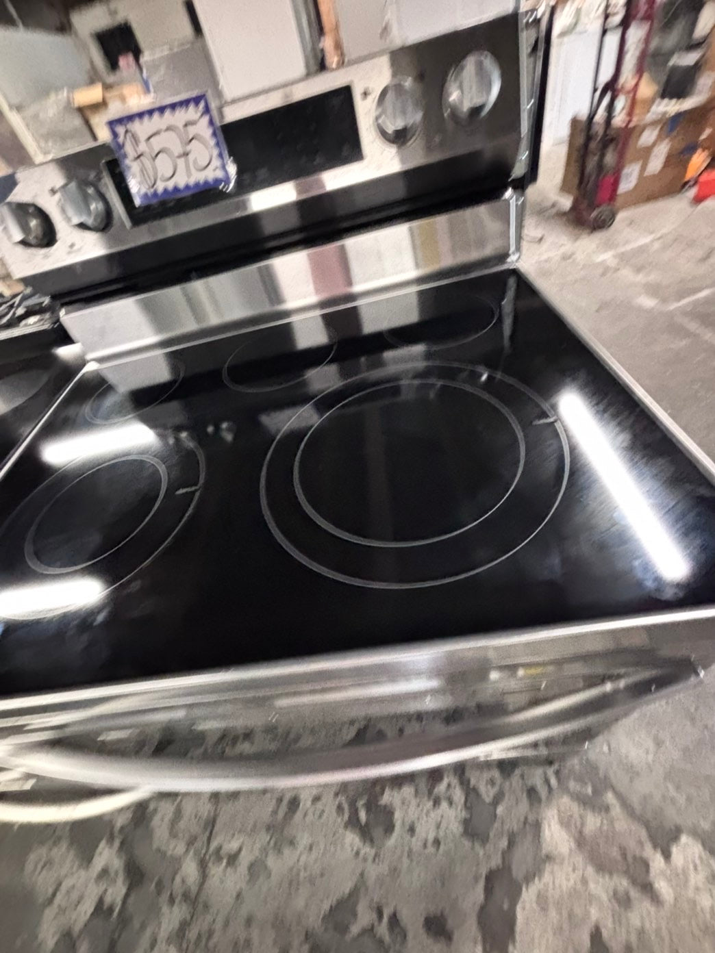 >>samsung Air-fry Glass Top electric stove stainless steel convection oven bake broil 5 burner Self clean 30” used-Refurbished #ESSWQ1B
