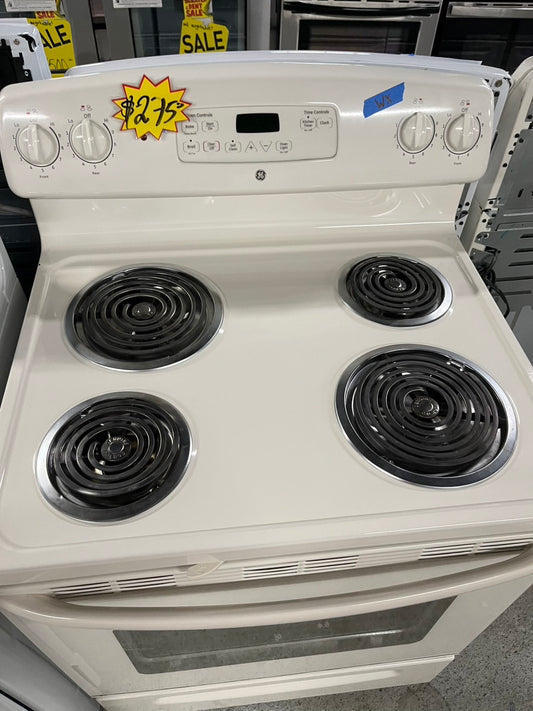 =Ge off white electric coil top electric range coil 220v 4 burner Refurbished in bake Broil self clean 30" #RER31B