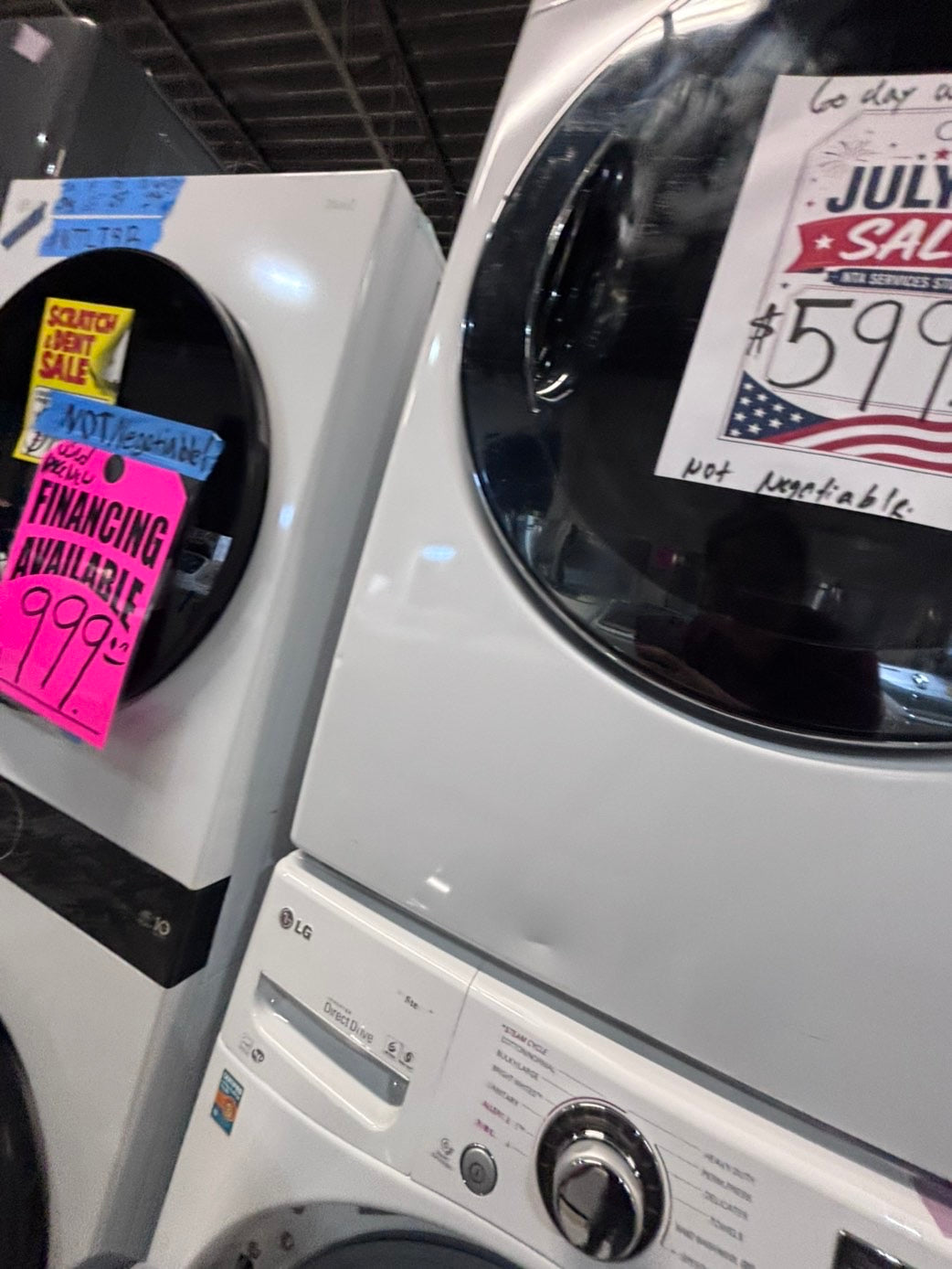 >*early July 4th special 🇺🇸LG washer & dryer set electric 220v front load stackable or side by side - sensor dry in white color #WWS2BSET