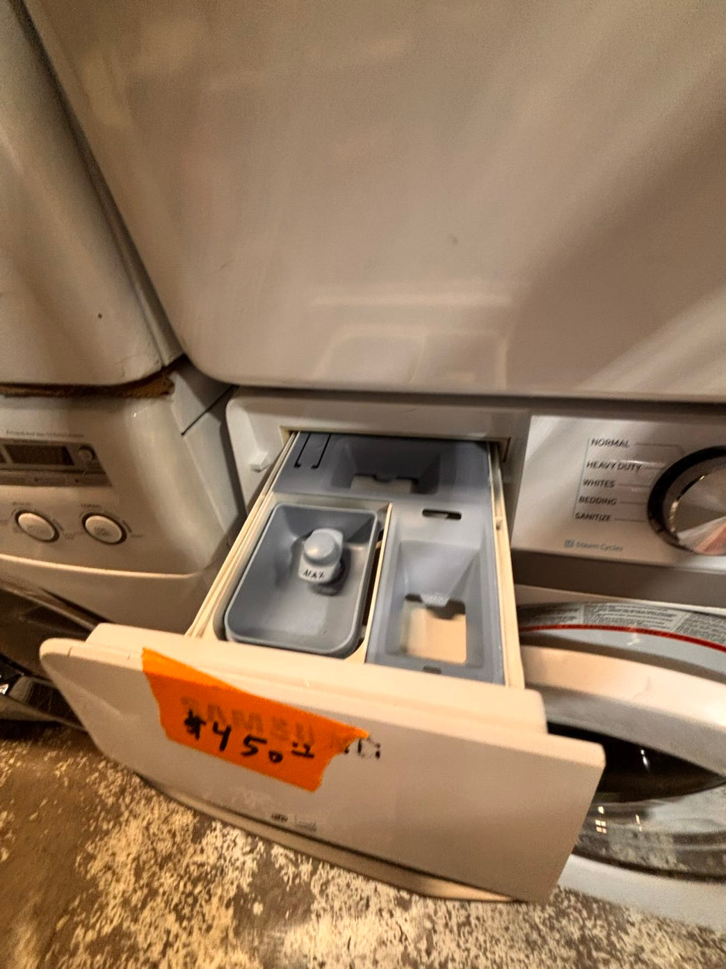 }} Samsung front load  washer large capacity& electric dryer steam set front load stackable or side by side white  27” in used-Refurbished working 💯 with warranty #SAX715ET