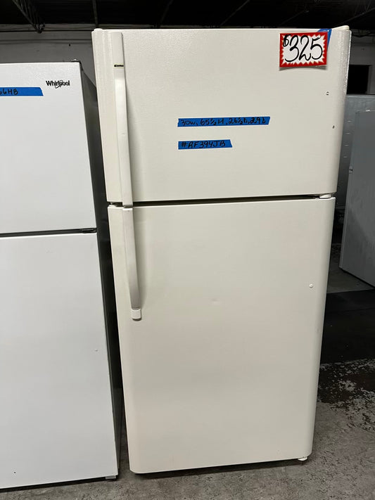 Kenmore top freezer refrigerator in off white used refurbished 30’ #RF394JB