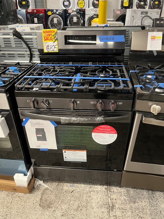 = Scratch & Dent Frigidaire Air fry convection oven Gas Range 5 burner in black Stainless Steel bake broil 30” #ERF5BB
