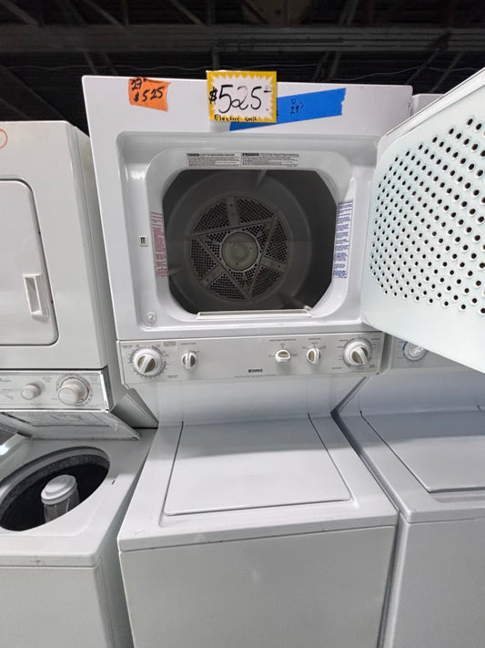 }Kenmore used-  refurbished stacked laundry center Electric 220v washer & dryer unit in white 27" #LC27K12B