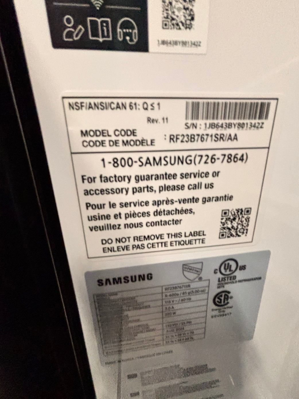 >special🎈New open box 📦 costumer return -Samsung - Bespoke 23 cu. ft. Counter Depth 4-Door French Door Refrigerator with Beverage center #RS33T41B