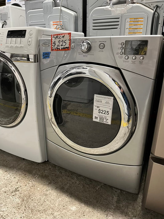 Whirlpool duet steam cycle electric 220v dryer front load stainless steel large capacity 27" #ED291CB