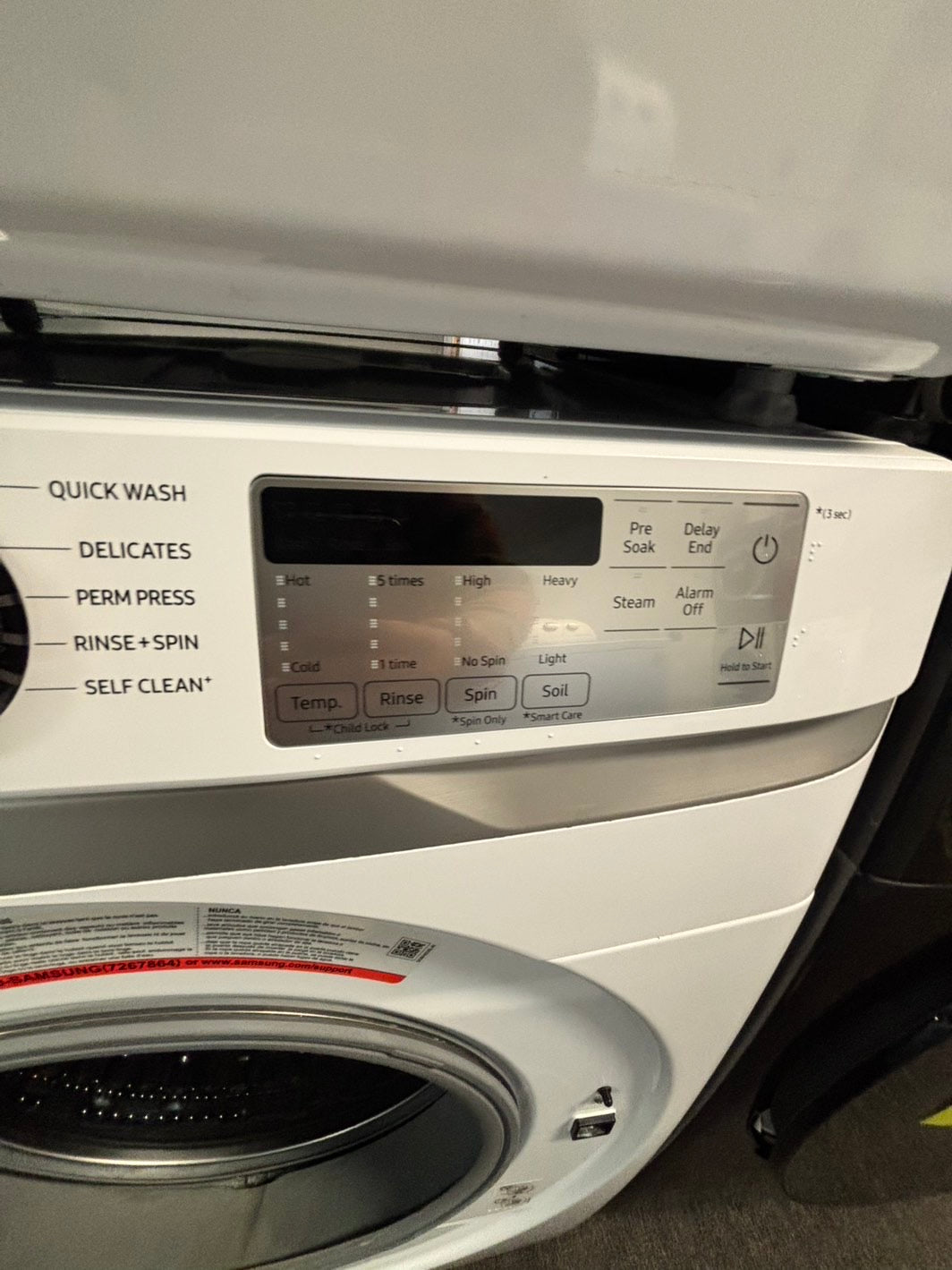 -Samsung steam white color washer 4.5 cu ft & steam dryer 7.5 cu ft set electric 220v front load stackable or side by side -sensor dry HE  #WD1921VL