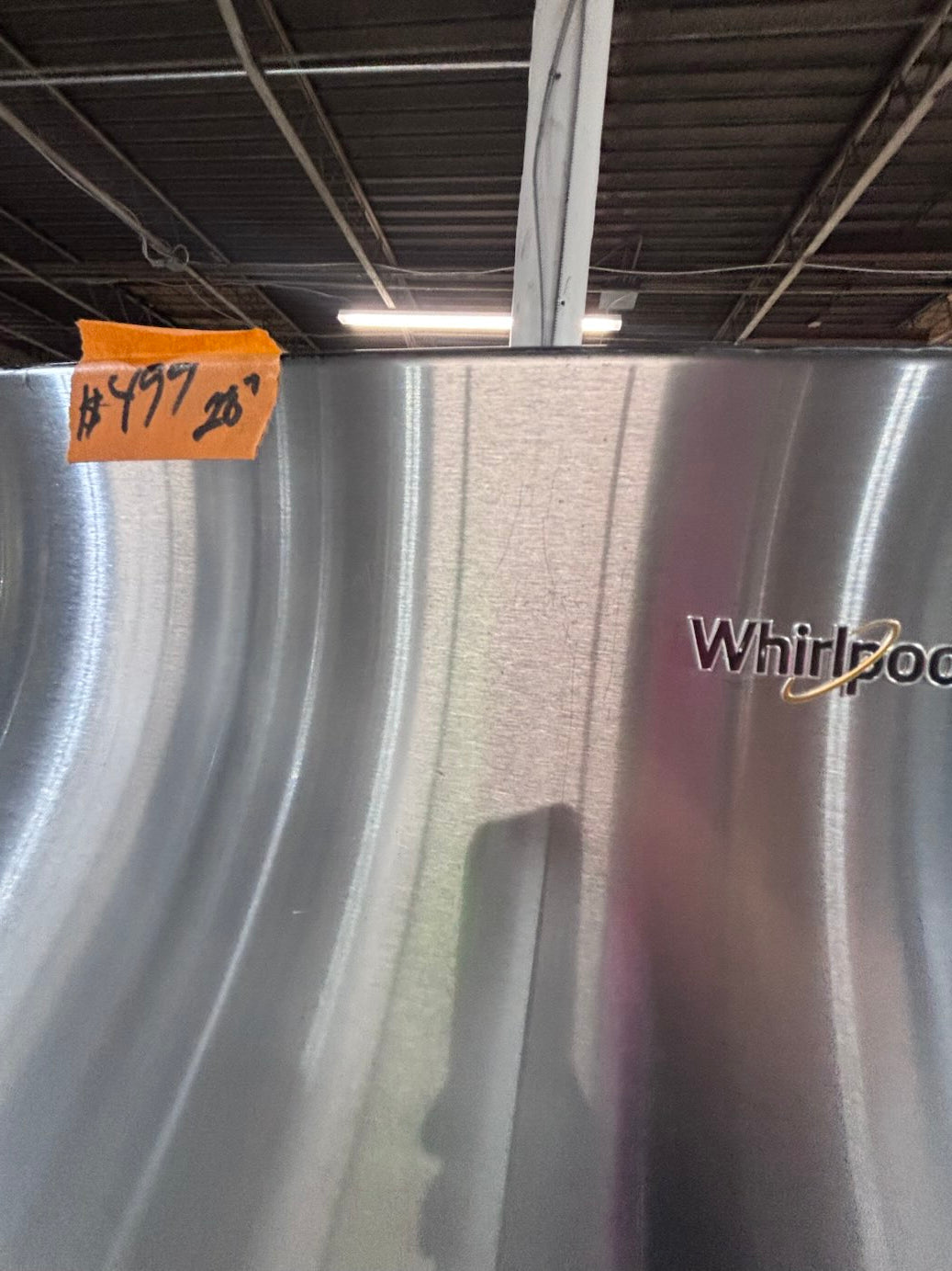 >*28” whirlpool top freezer fridge stainless steel  used-refurbished #FFQX4ZB