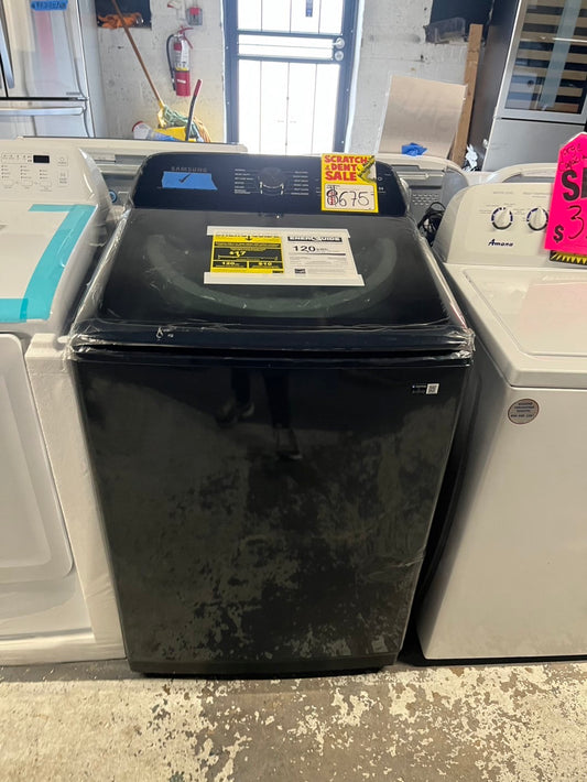 =New Scratch&Dent Samsung 5.4 cu. ft. Smart Top Load Washer in Brushed Navy Blue with Impeller, Super Speed Wash and Pet Care Solution #SWATF54B