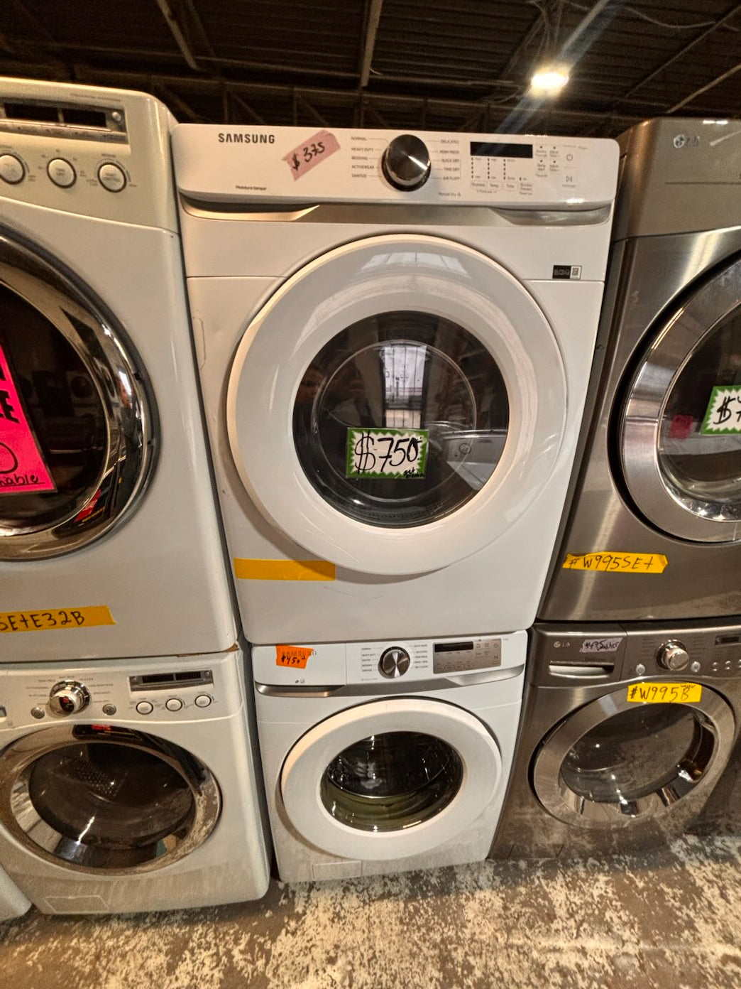 }} Samsung front load  washer large capacity& electric dryer steam set front load stackable or side by side white  27” in used-Refurbished working 💯 with warranty #SAX715ET