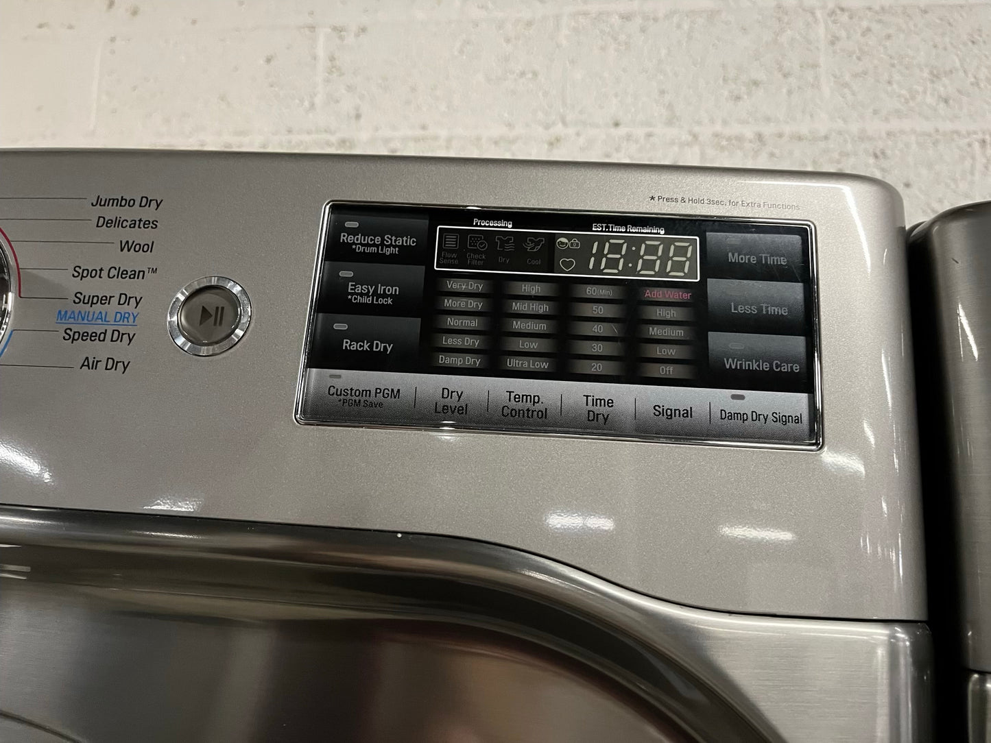 -LG washer & dryer set electric 220v front load jumbo size stackable stainless steel drum 29" #WD185VB Refurbished