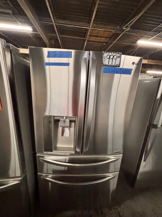 >sale🔥LG  French door 4-doors Refrigerator counter depth stainless steel w/ ice water dispenser great condition 36" used-refurbished #LGAW24BB