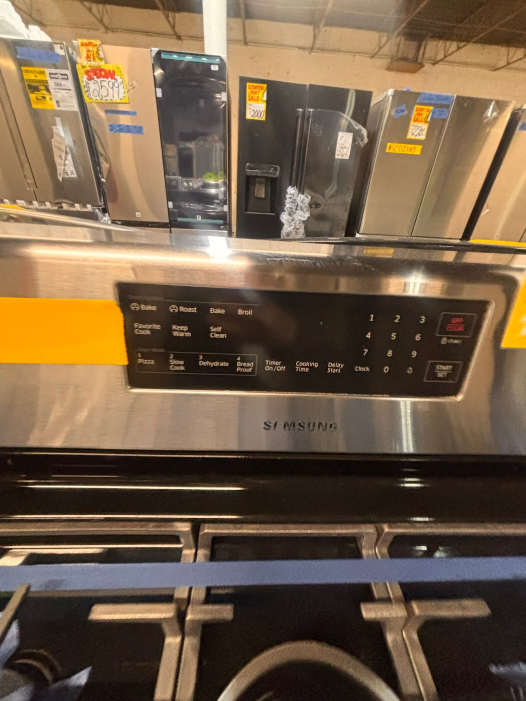}}samsung Gas range 5 burner convection oven bake ,broil Hi/Lo self clean in stainless steel used-Refurbished 30” #SGS70FB