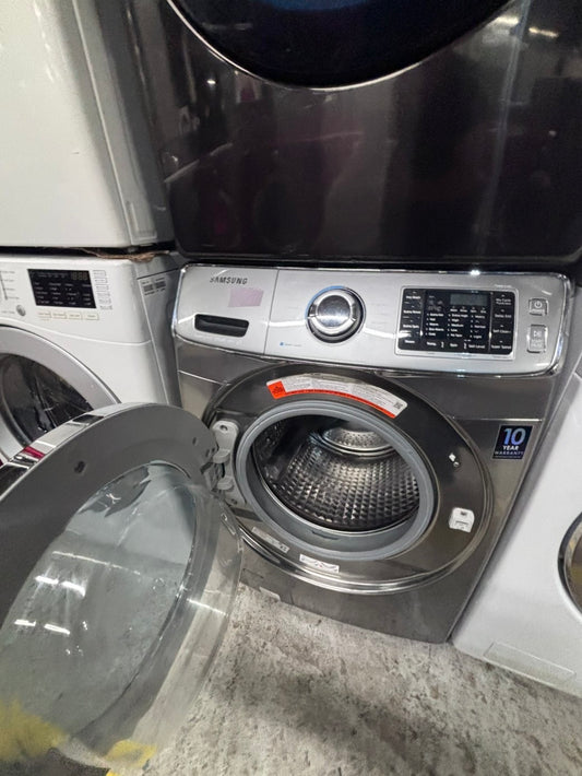 >*Samsung gray front load washer large capacity stackable or side by side  27” in used-Refurbished #SGA64WB