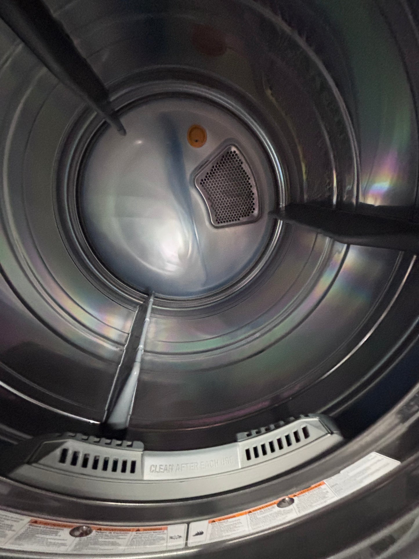 >used- refurbished LG front load washer & dryer set electric 220v large capacity with pedestals in stainless steel 27” #ELY3X45B