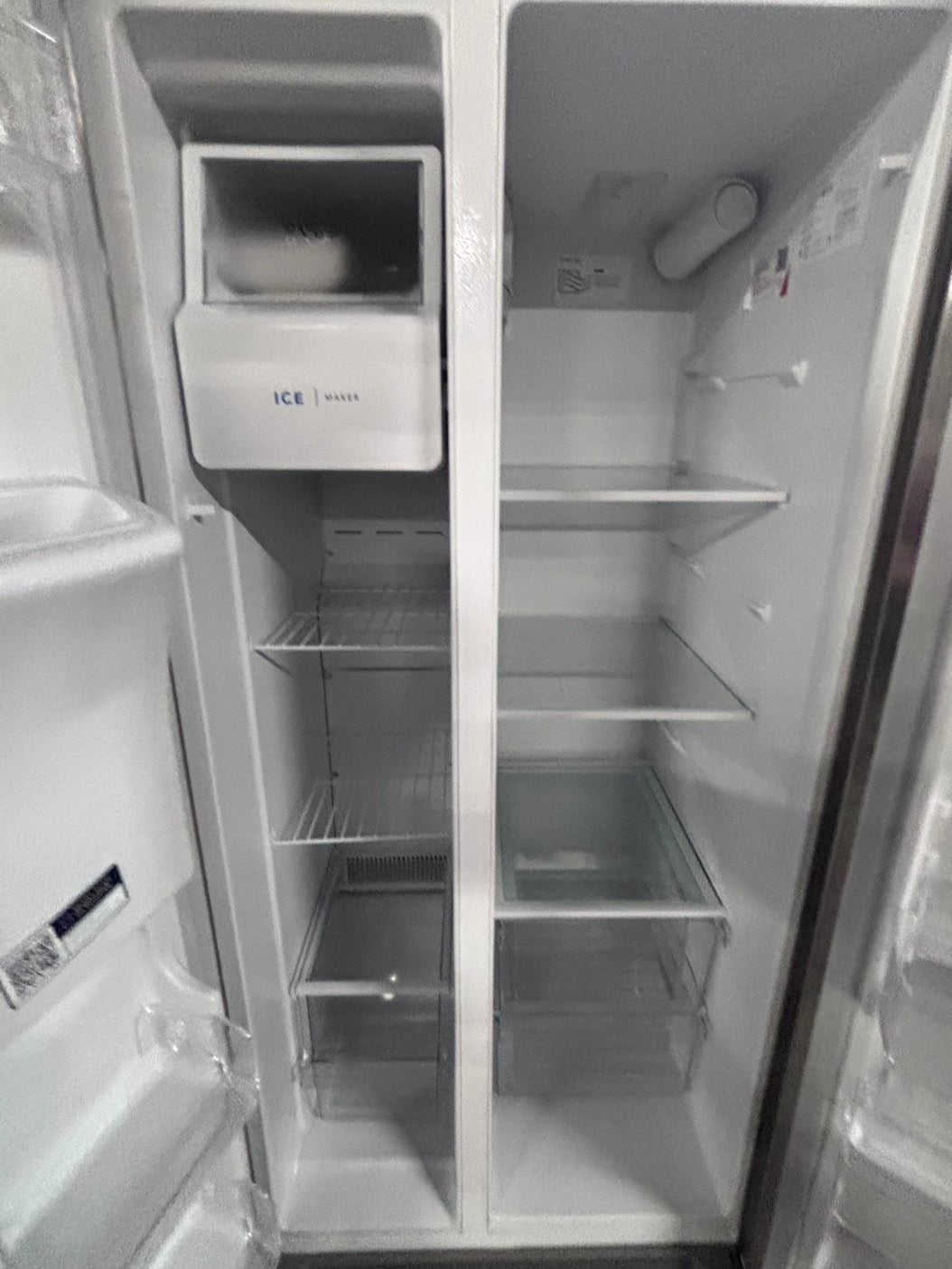 >used-refurbished Frigidaire 33” Side by Side Refrigerator stainless steel w/ice water dispenser  - #RFUR33LB